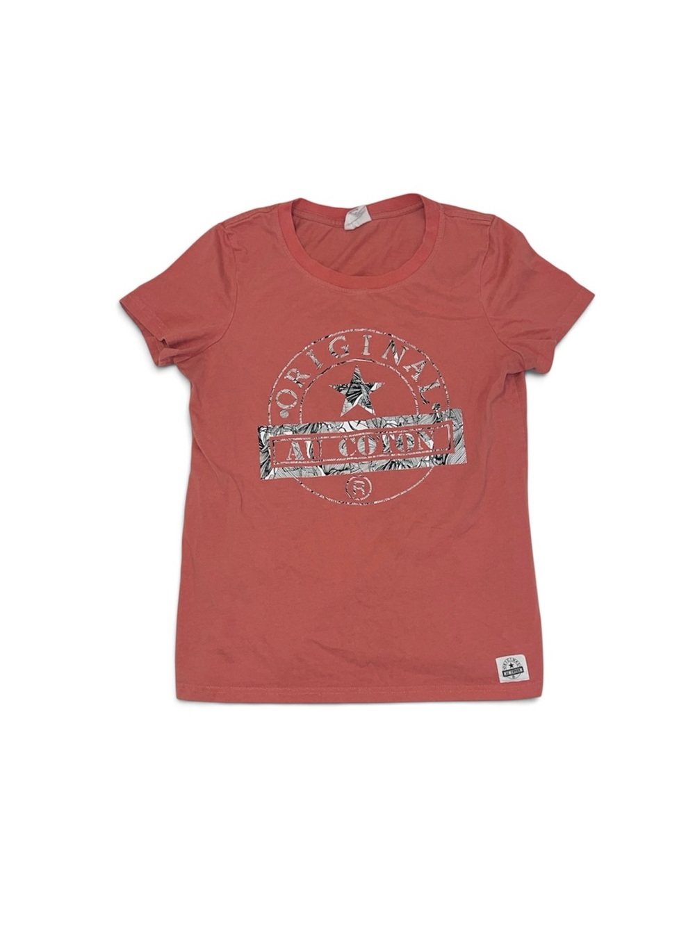 Original Au Coton Peachy Pink T-shirt Women’s Size Small 100% Cotton Tee Shirt